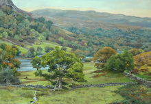 Load image into Gallery viewer, 13 x 19 inch Pastel of Rydal Water, partly hidden by groups of trees, with a backdrop of tree-clad fells.