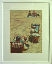 Load image into Gallery viewer, Same painting showing the picture framed behind glass with a mount and white moulding.

