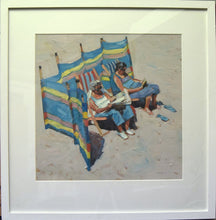 Load image into Gallery viewer, me time showing painting framed behind glass with white mount and frame