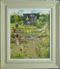 Allotment painting with light stone-coloured frame and white slip