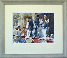 Load image into Gallery viewer, A painting of a bustling cafe scene in watercolour by Trevor Lingard
