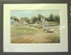 Quite a large 14 x 21 inch watercolour of Brancaster Staithe, with the watchtower right of centre with a line of trees behind, and lots of boats arranged on the hard foreground, with ropes taking the eye on a journey from the left foreground out to the right and around to the left. Framed with an ivory double-mount and warm grey frame moulding.
