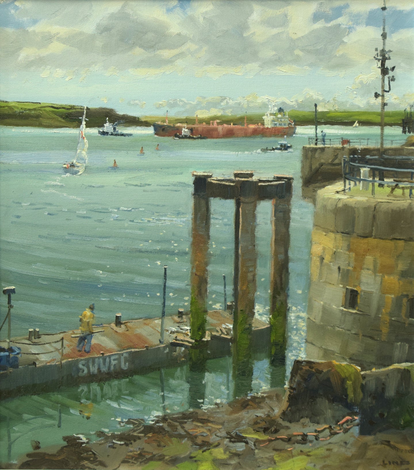 Busy Day, Milford Haven, by John Lines RSMA