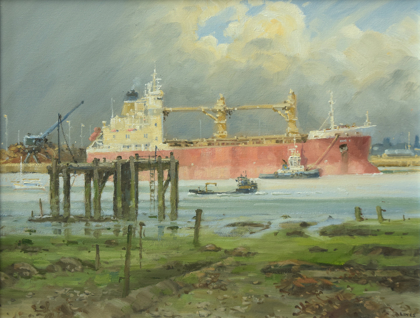 Busy Southampton Water, by John Lines RSMA