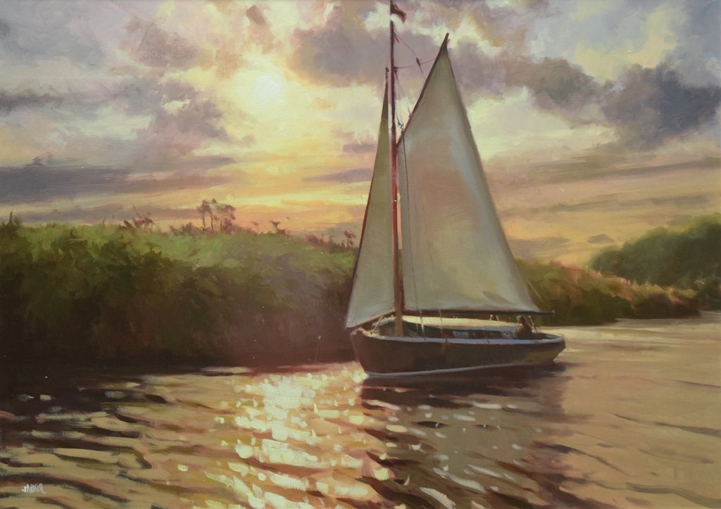 Evening Sail on the Broads, by Jenny Aitken RSMA