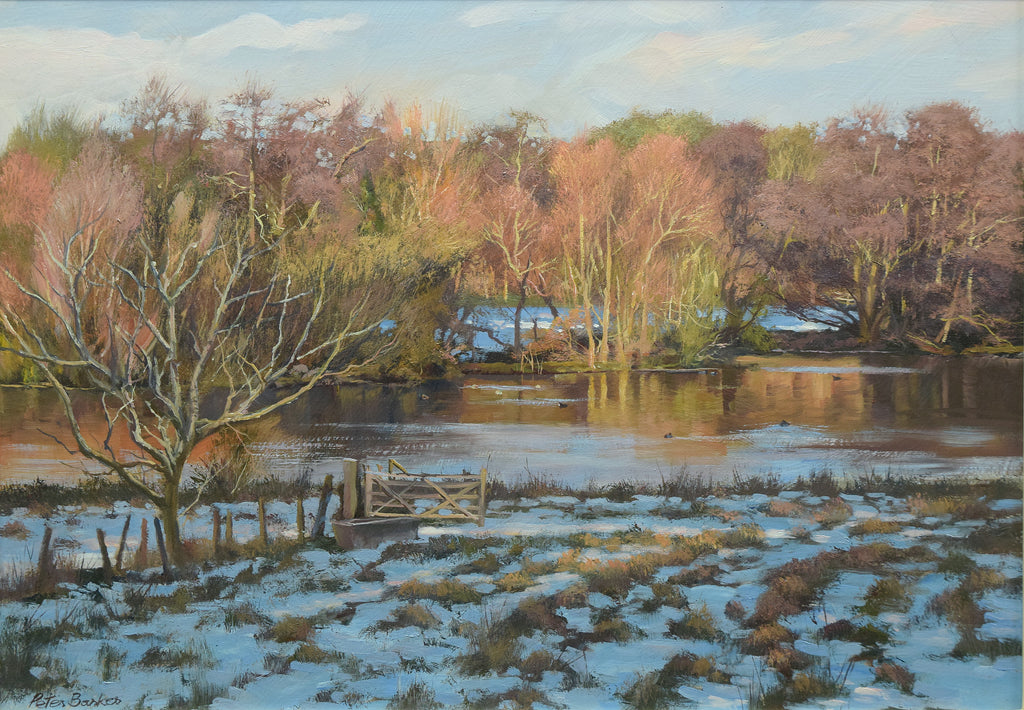 January, Holywell Lake, by Peter Barker RSMA - P E T E R     B A R K E R     F I N E     A R T 