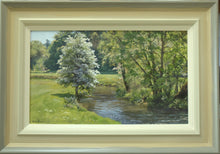 Load image into Gallery viewer, May Blossom by the Chalk Stream, by Peter Barker - P E T E R     B A R K E R     F I N E     A R T 
