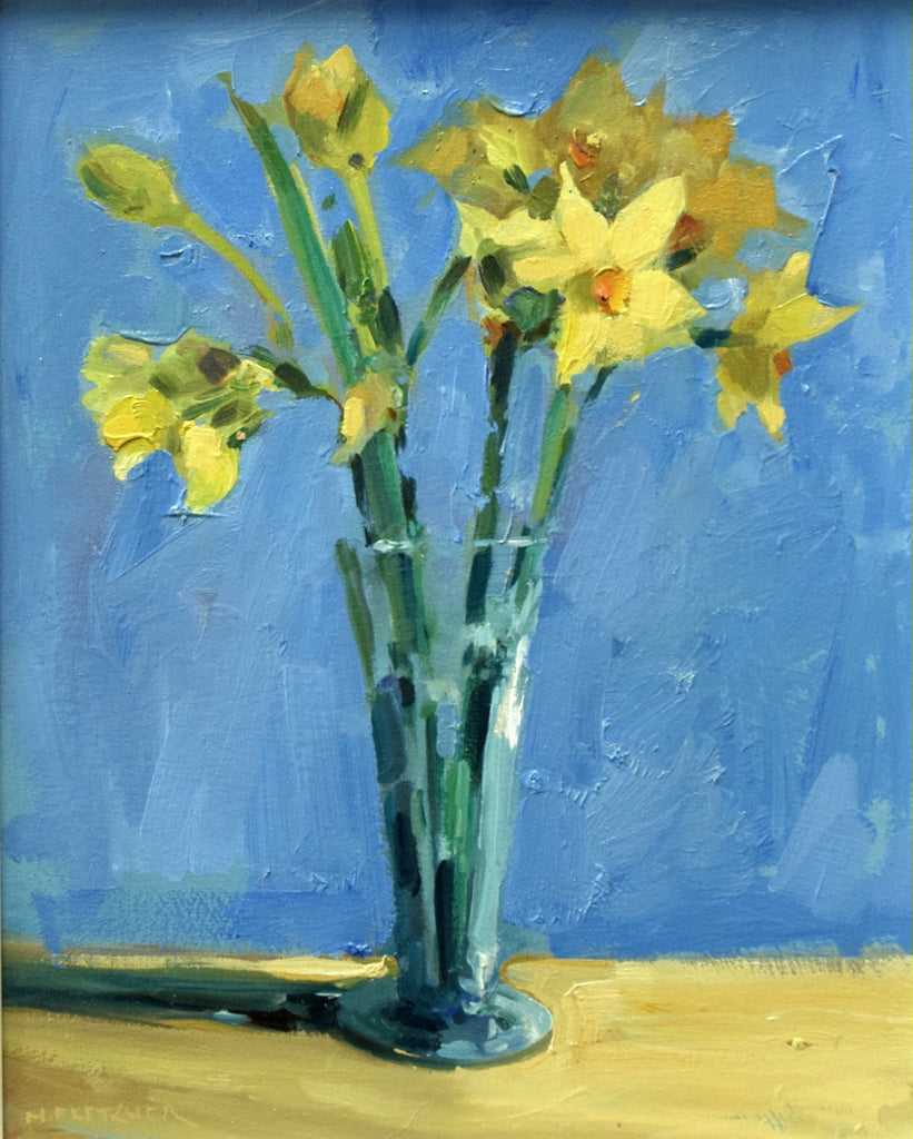 Narcissi in Blue Jar, by Nigel Fletcher