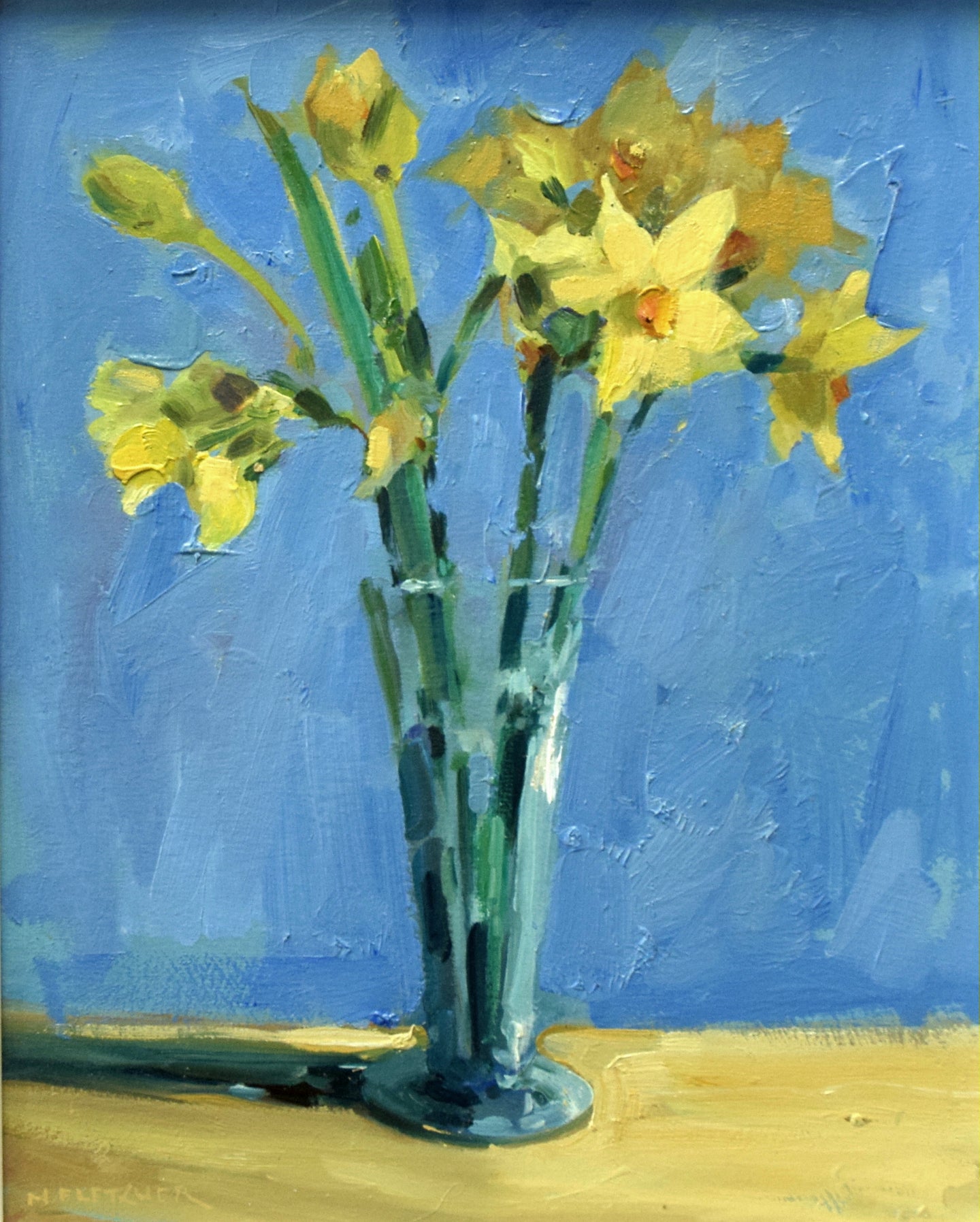 Narcissi in Blue Jar, by Nigel Fletcher