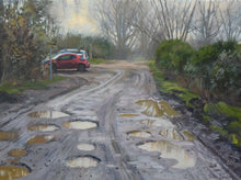 Load image into Gallery viewer, Potholes on Station Road, Ailsworth, by Peter Barker RSMA - P E T E R     B A R K E R     F I N E     A R T 
