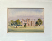 Load image into Gallery viewer, Beautiful watercolour of Burghley House in Stamford, by Alan Oliver, with mount
