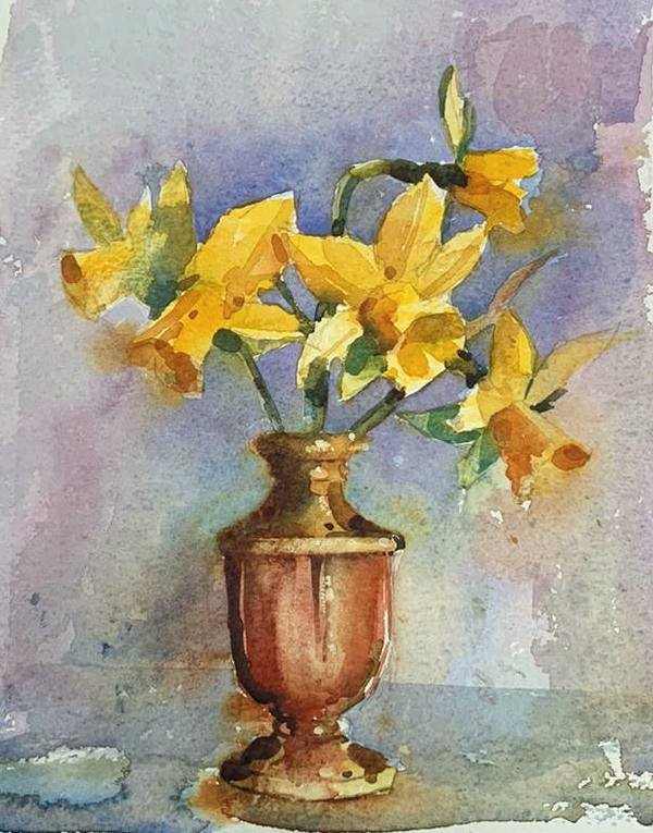 Daffodils in a Copper Pot, by Nigel Fletcher