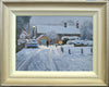 Snow painting showing the hand-finished frame with silvery gold outer edge, paler gradated colours down to the off-white slip
