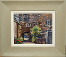Load image into Gallery viewer, Same painting showing greenish-beige frame with white slip
