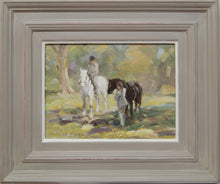 Load image into Gallery viewer, Equine study ny Leslie Stones showing hand painted frame
