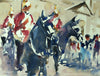 Watercolour painting by Trevor Lingard of guards on horseback