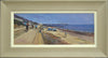 Letterbox-shaped oil painting of  Southwold's promenade, showing green/grey frame with white slip
