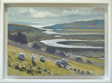 Load image into Gallery viewer, sheep on the south Downs in its white floating frame
