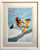 A digital painting framed with white mount and white frame 