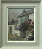Lovely oil painting of an old, small cottage in Hawkshead in the Lake Dstrict, painted en plein air in pouring rain, giving a very muted, beautifully soft feel to the painting. Finished with a neutral, grey frame.