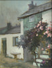 Lovely oil painting of an old, small cottage in Hawkshead in the Lake Dstrict, painted en plein air in pouring rain, giving a very muted, beautifully soft feel to the painting.